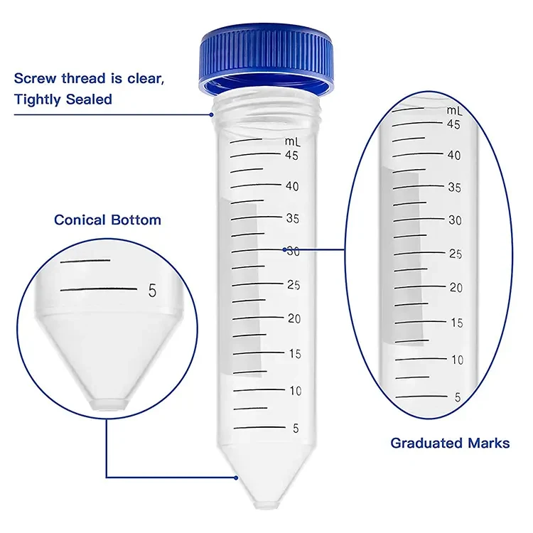 Disposable plastic 50ml conical bottom centrifuge tube factory