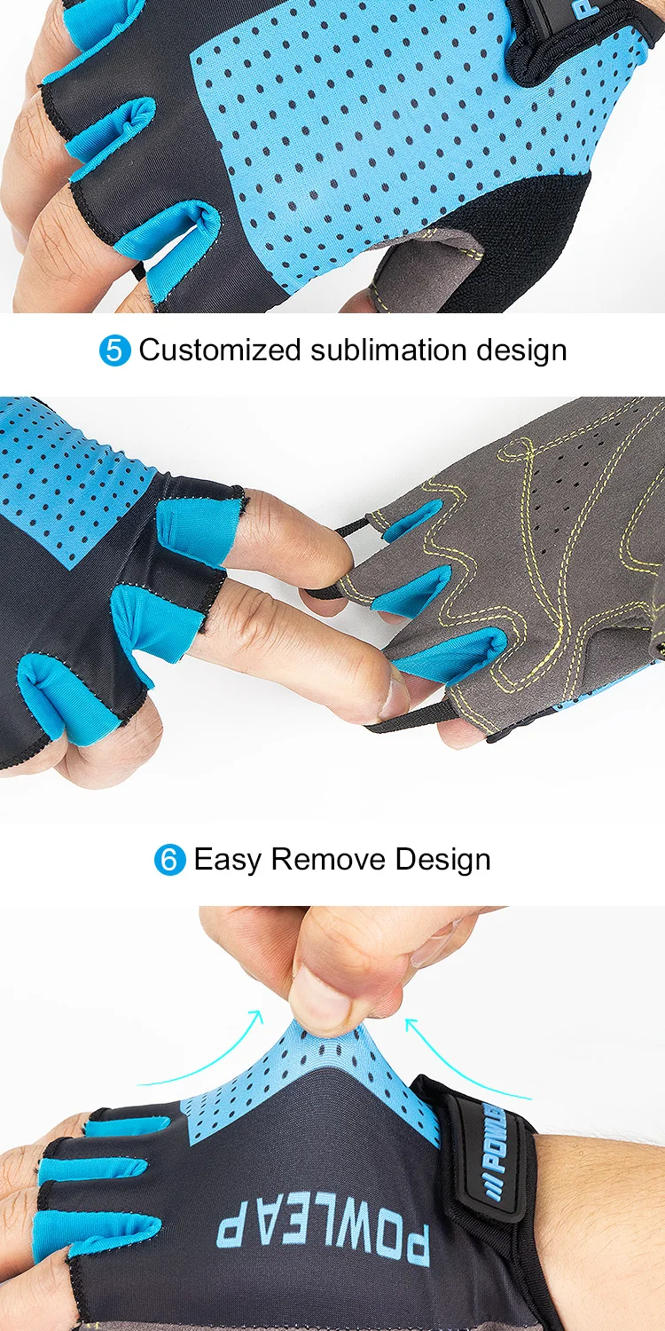 Oem Odm Antislip Mountain Bike Riding Gloves Road Cycling Fingerless