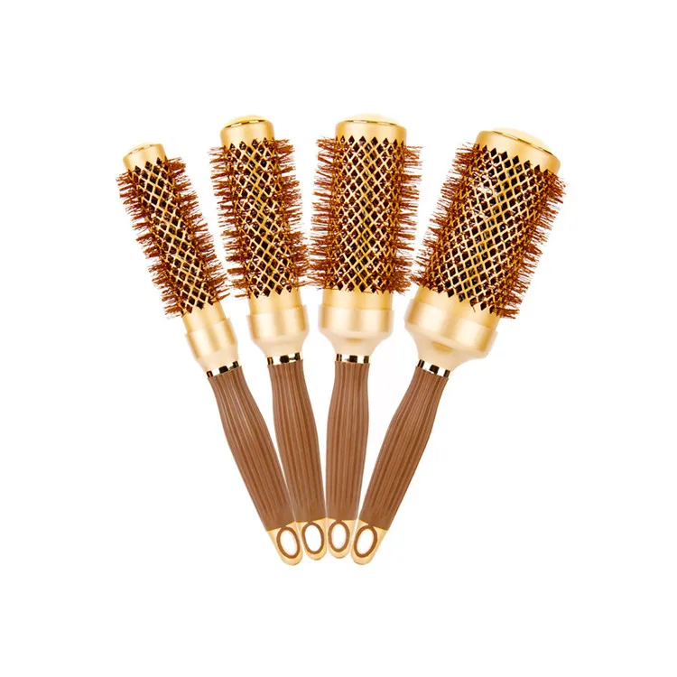 Professional salon Gold Aluminum Thermal Ceramic Ionic Round Hair Brush