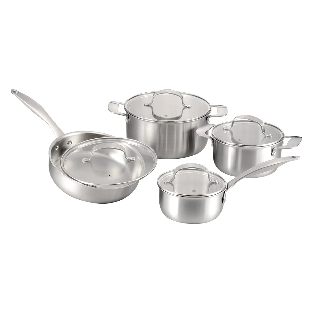 Wholesale Kitchen Induction 8 Pieces Stainless Steel Nonstick Cookware Sets Pot And Pan Set