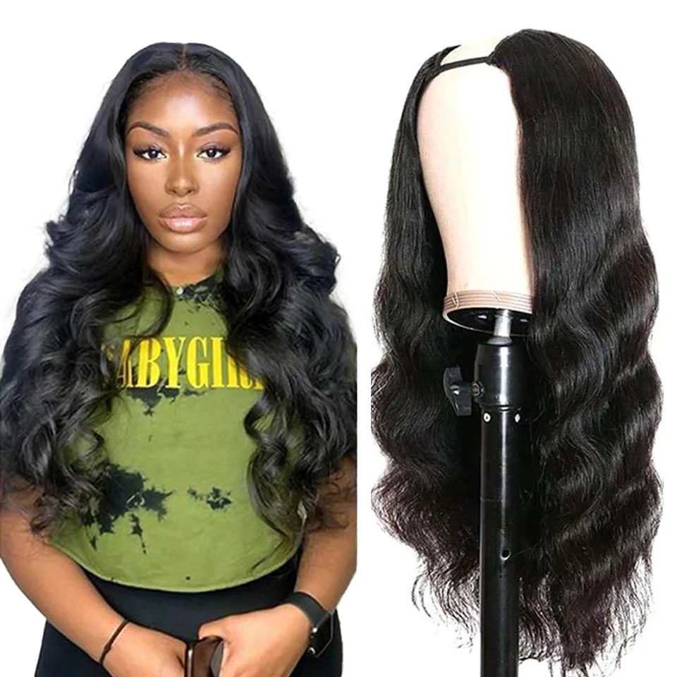 10A Peruvian U Part Human Hair Wigs Silky Straight Body Wave