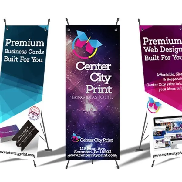CUSTOM 31x71 Tripod X Banner Stand Trade Show Sign Display with Banner Printing 