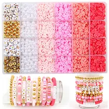 24 grid clay bead string round polymer clay beads diy jewelry making bracelets kit
