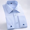 Blue mens slim fit french cuff shirt