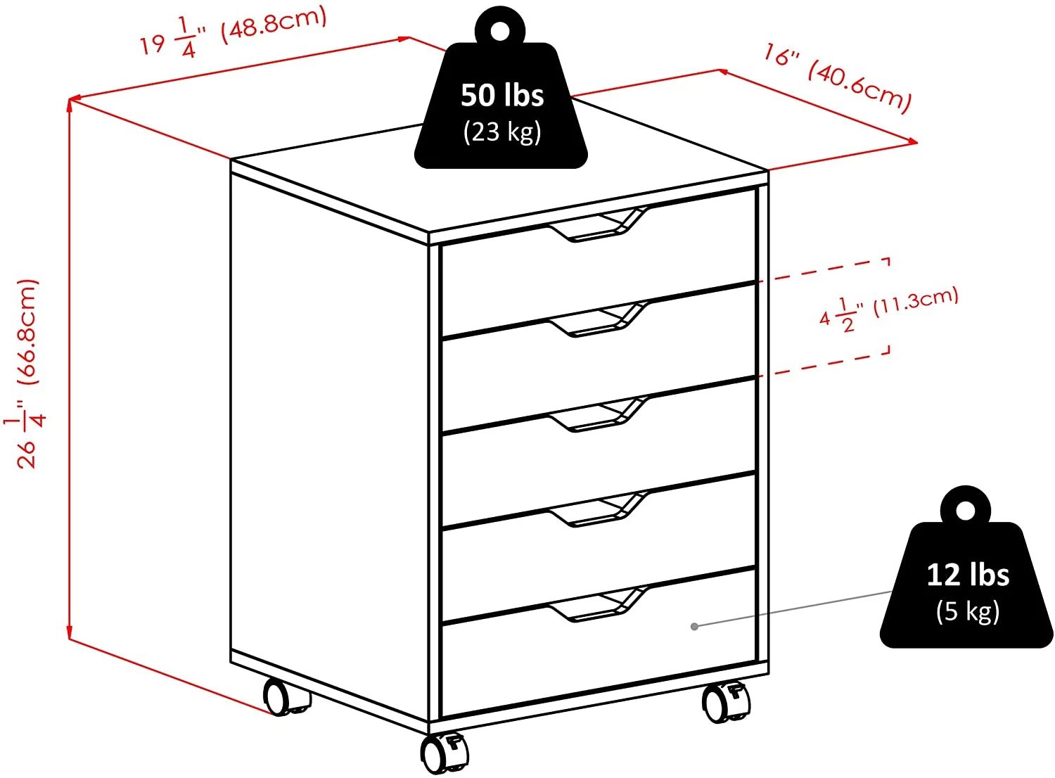 White Drawer Unit On Casters 5 Drawer Storage Office Drawer Chest With Wheels Buy