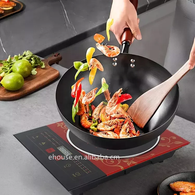China Factory Make Solar Induction Cooker 2000W Touch Control Electric Stove Kitchen Appliances Induction Cooker