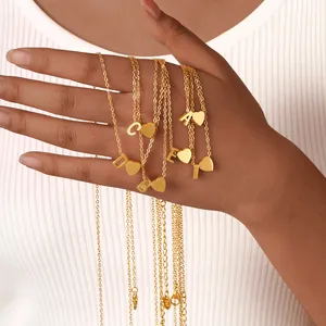 New 18k Gold Plated Love Letter Pendant Necklace Stainless Steel Initial Necklace Jewelry Gift for Women