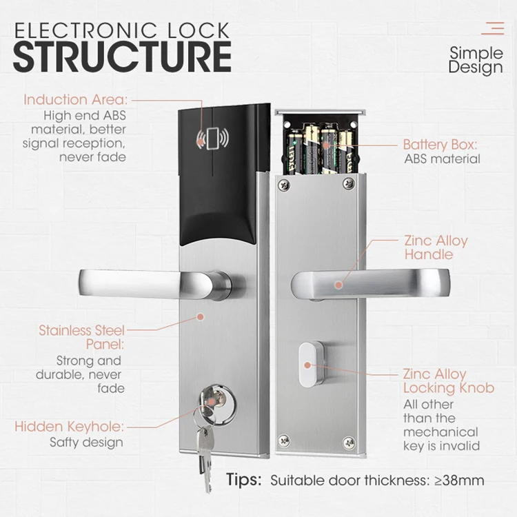 Operatedhotel Door Lock With Management Software System Hotel Door Lock Stainless Steel Radio Frequency Induction Card Lock