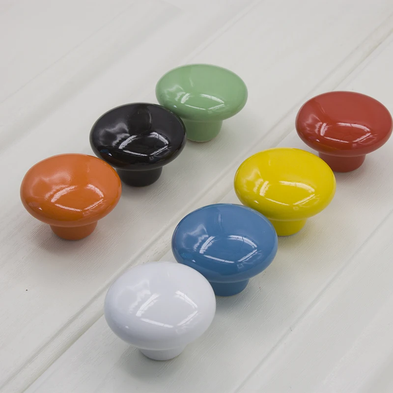 Classical Porcelain Handle Knob Round Shape Cupboard Drawer Pulls Ceramic Cabinet Door Knobs for Kitchen Furniture