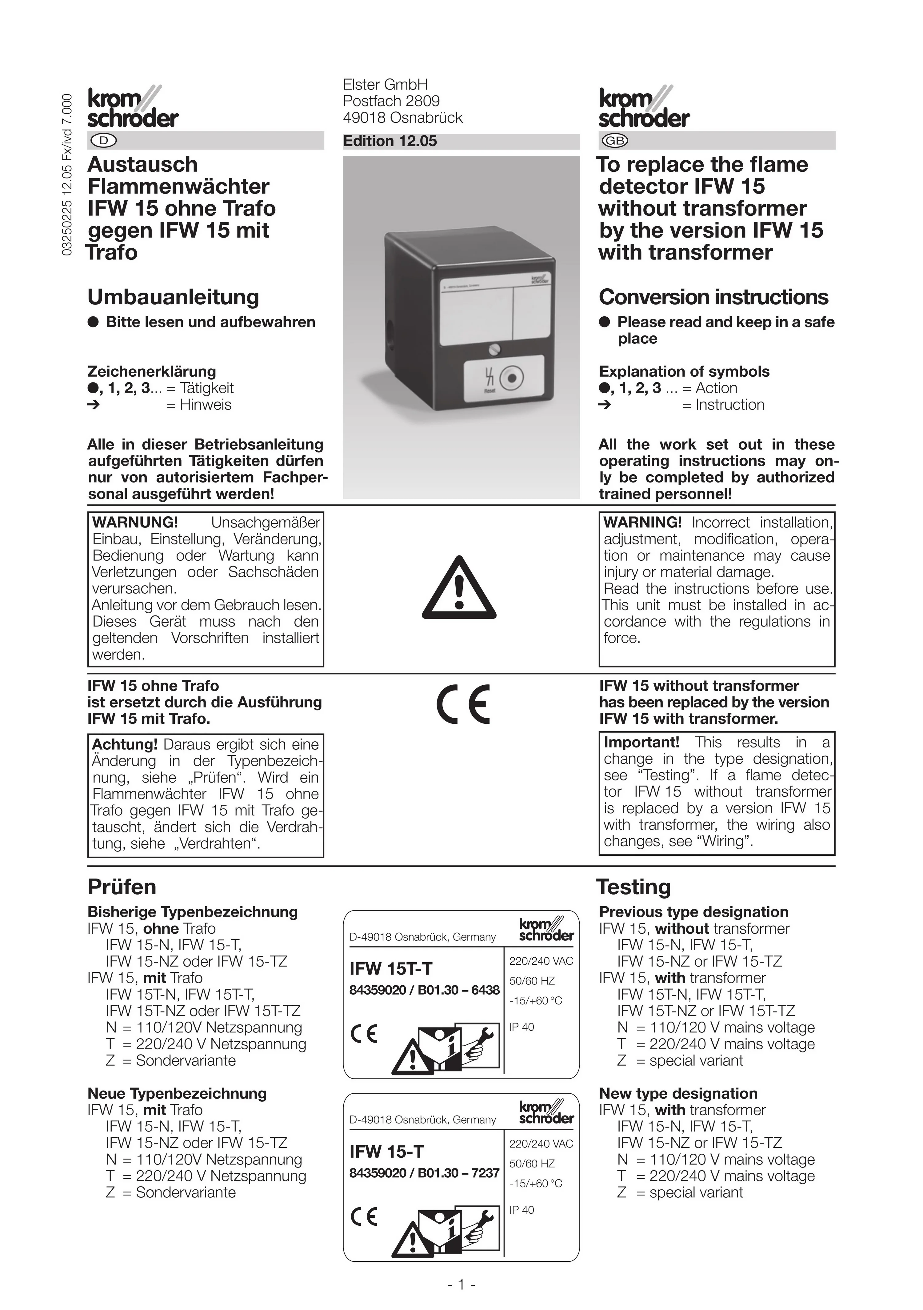 Produktbild von Krom Schroder IFW15 – Flammenwächter / Flammsensor Für Gasbrenner