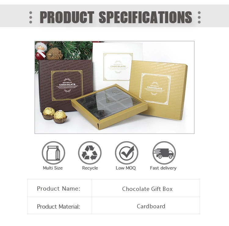 Custom Printed Chocolate Gift Box with 350gsm Cardpaper and CMYK+PMS Color for Candy Packaging