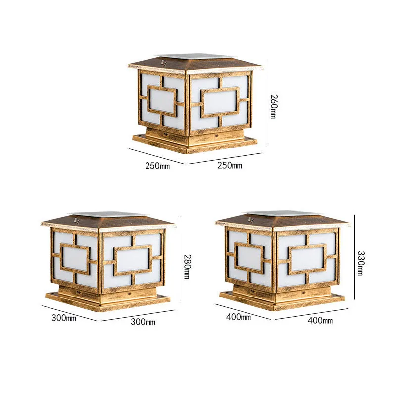 IP65 Led Outdoor Garden Light Classic Style Die Casting Aluminium Solar stigma lamp Fence Pillar Lights