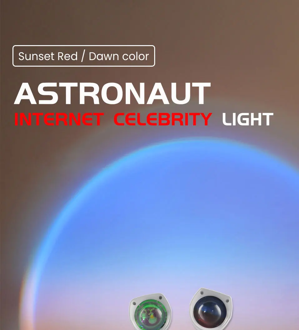 Sunset Projection Light Floor Lamp USB Rainbow Creative Astronaut Living Room Bedroom Night Light Decor Atmosphere Lamp details