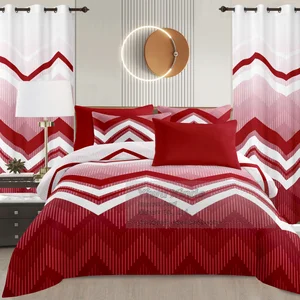 Extra-large Size Bed Sheet Set with Curtains - Bedding Products Factory Wholesale - 8-piece Bed Sheet Set