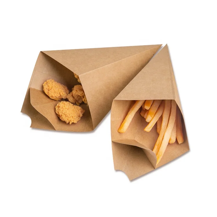 Creative Cone Shape Bags Disposable French Fries Box Waterproof