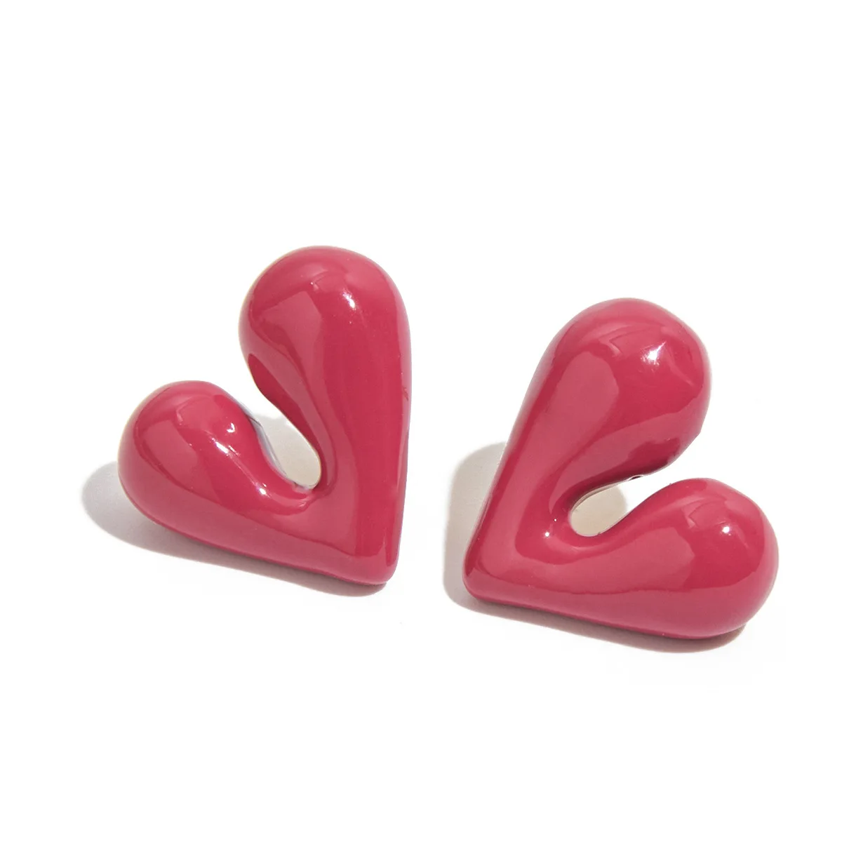 Hot Selling 18K Gold Plated Stainless Steel Earrings Waterproof Hypoallergenic Jewelry Pink Oil Drop Heart Earrings