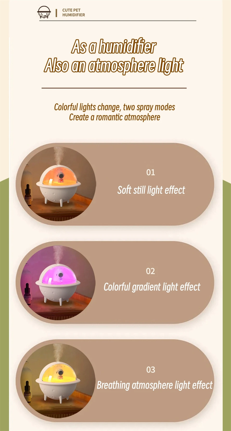 Gadgetoo Creative 350Ml Space Man Planet Humidifier Cool Mist Ultrasonic Mist Sprayer With Romantic Warm Light