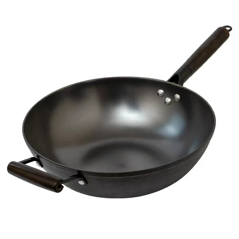 Углеродистой стали индукции вок Сковорода-гриль сковорода литого железа домашней кухни с ручками посуда для китайского