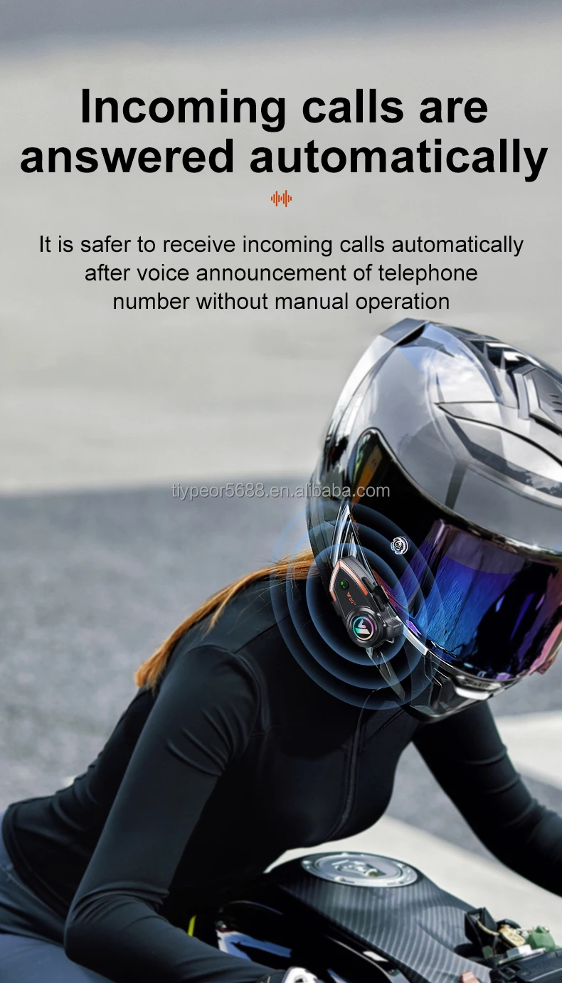 product tiypeor motorcycle helmet intercom bt headset v50 hands free call wireless noise reduction waterproof 1000m interphone-8