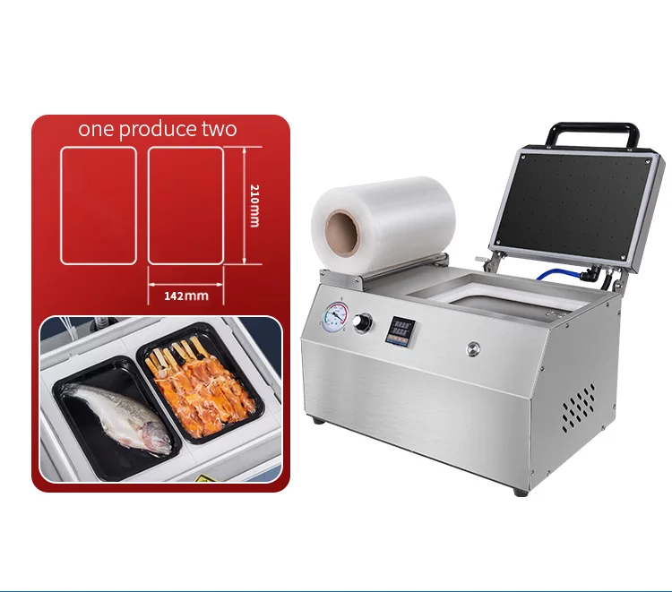 AM-260VS for 2 Trays Meat Fruit Steak Beef Sealer Manual Easy Operation Food Packer Freshlocker Packaging Vacuum Skin Machine supplier