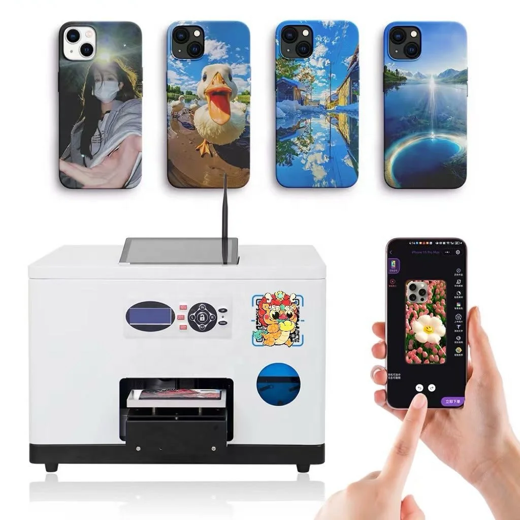 Easy to Operate RF-PC1 Smart UV Printer Scan QR Cord to DIY Phone Case H5 Web Service Mobile Back Cover Inkjet Printing Machine