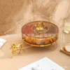 Gilded carriage round fruit platter (amber color)