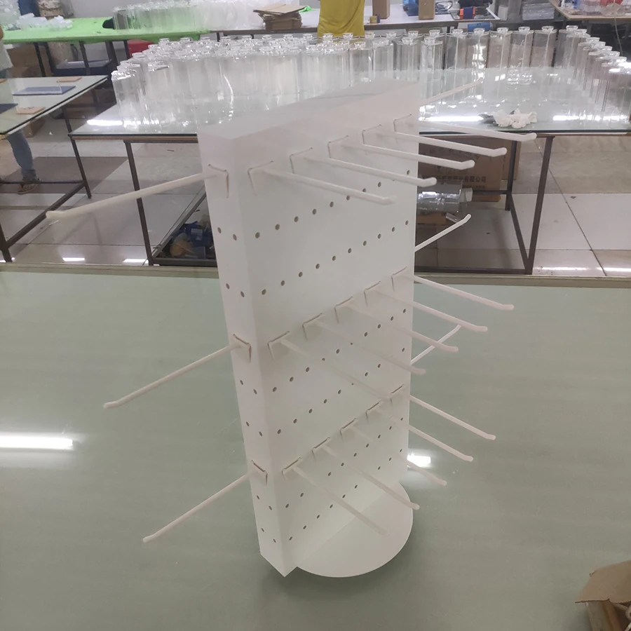 2 Way Rotating Acrylic Pegboard Display Stand Countertop For Hanging