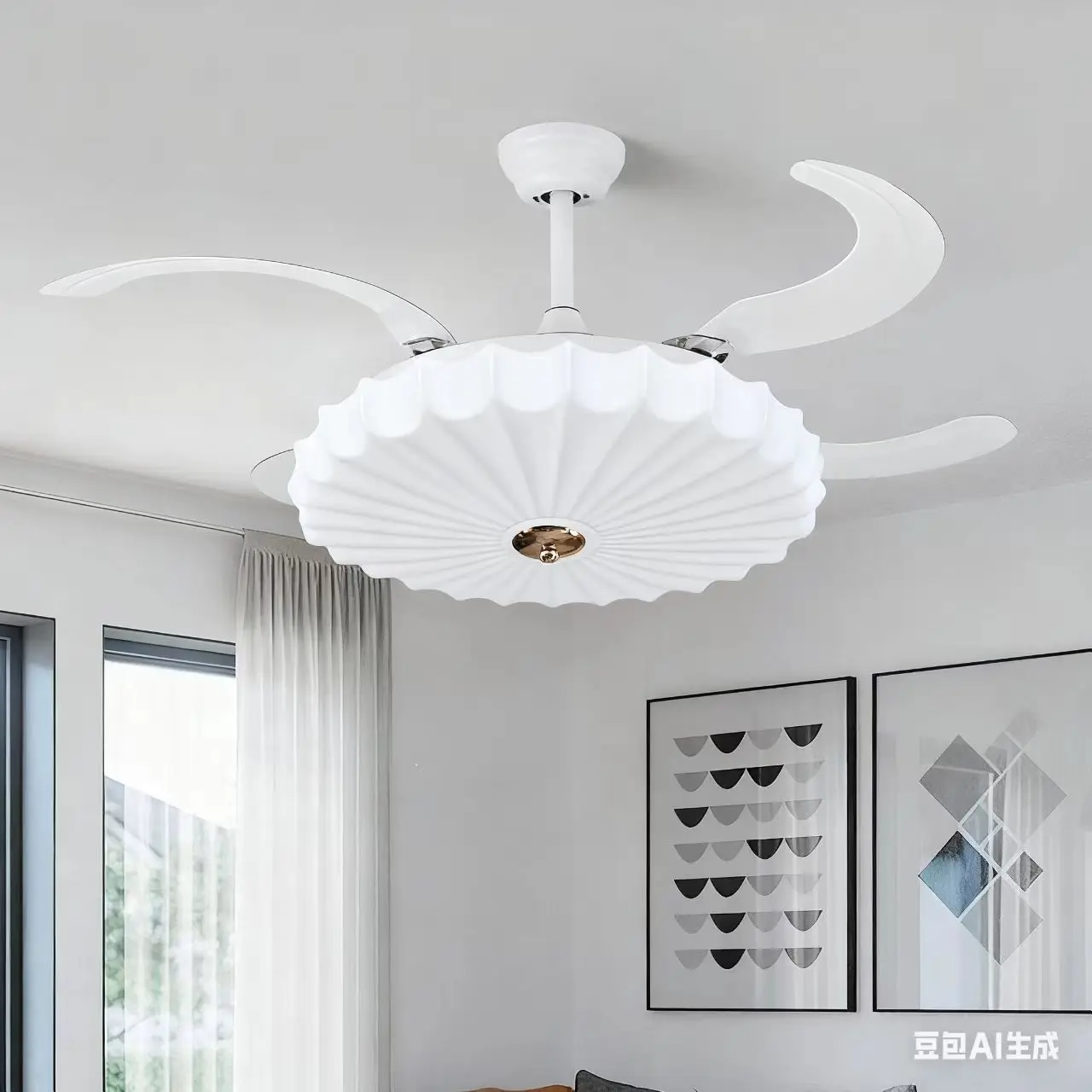 Wholesale Retractable Ceiling Fans with Lights and Remote Dimmable 3CCT Reversible BLDC Motor for Bedroom Living