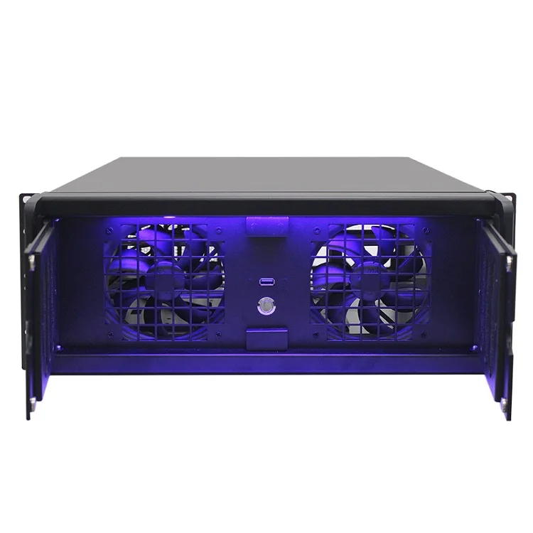 4U Rack Mount Server Case With Purple Light Industrial DVR NVR Server Chassis Support 12 HDD