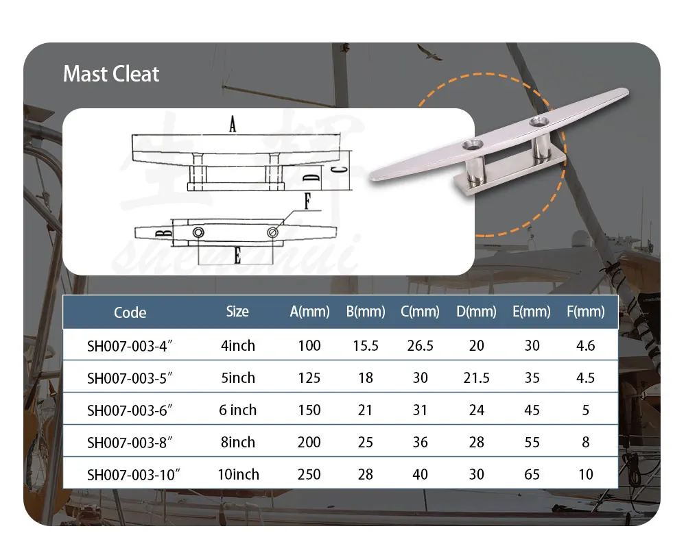 Mooring Accessories Boat Cleat Open Base Marine Grade 316 Stainless