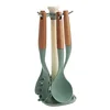 Green wooden handle kitchenware 6 piece set rotating rack