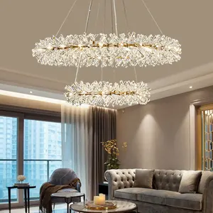 Single Double Layer Round Personality Light Luxury Garland Creative Hotel Hall Duplex Villa Decorative Ring Crystal Chandelier