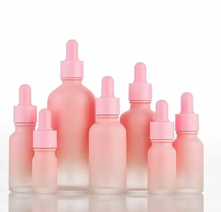 Cosmetic Packaging 30ml 50ml 100ml Hair Oil Essential Oil Perfume Pink Rose Gold Glass Dropper Bottle for Skin Care Packaging