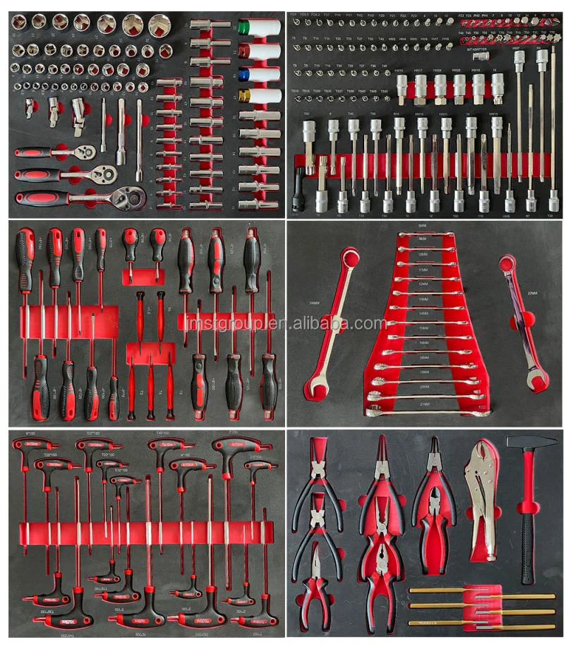 258 Pcs Heavy Duty Stainless Steel Tool Sets 7 Drawers Rolling Box Tool Cabinet Cart Trolley for Storage and Workshop Use
