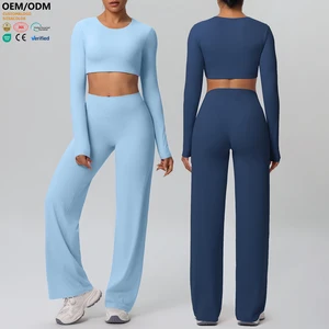 XW-7103+7126 Womens Fitness Apparel Women's Clothes Workout Yoga Sportswear Custom Clothing Tracksuit Women's Exercise Set