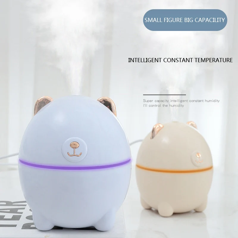 Bear LED Mini Air Humidifier USB Charging Ultrasonic Humidifier Essential Oil Aroma Diffuser Air Purifier for Home Car