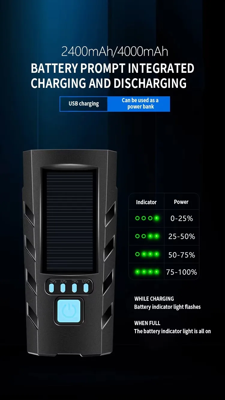 Bicycle Front Lights Remote Solar Bicycle Light Power Bank Bike Lamp Bicycle Headlight With Horn Solar Charging