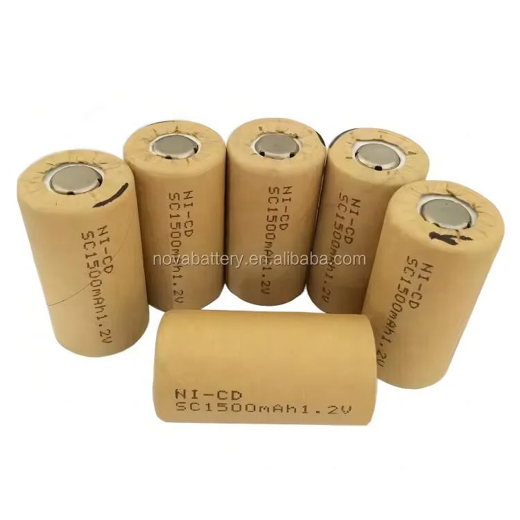 充電式ニッカド電池 SC 1.2V 1500mAh 充電式電池 はんだタブ付き