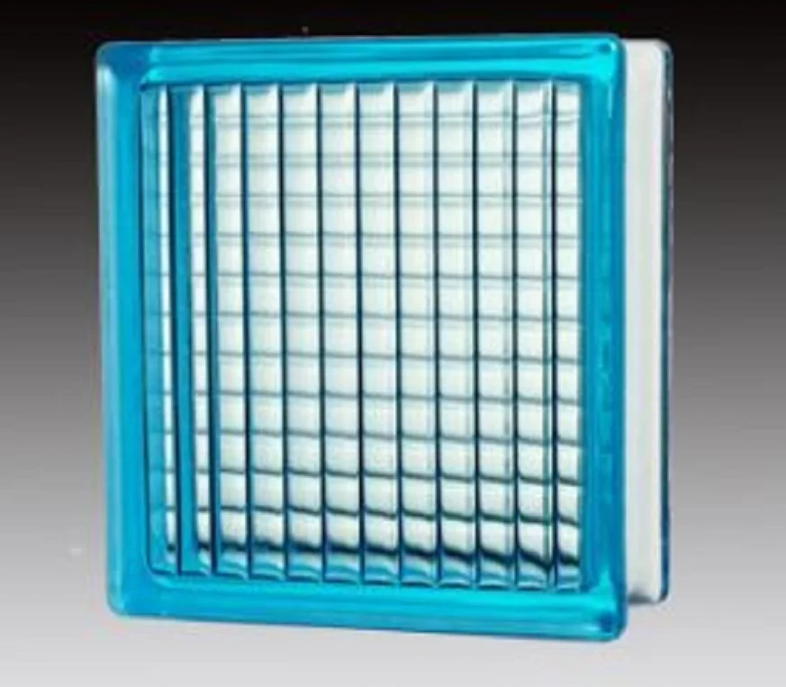 Light Bule Color Glass Block Parallel Cloudy Design Larger Size Glass Block for Outer Wall