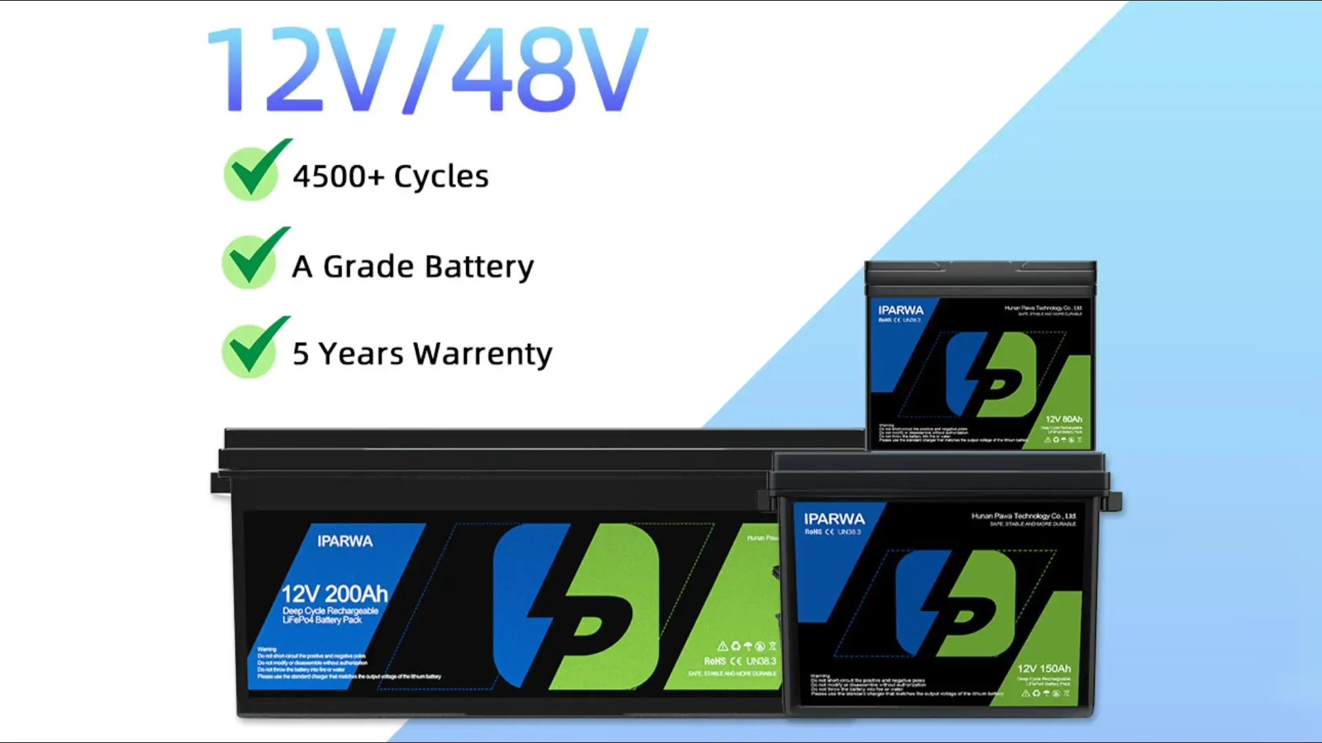 Iparwa 48v Lifepo4 Battery Accessories For Electric Bikes Lithium Ion