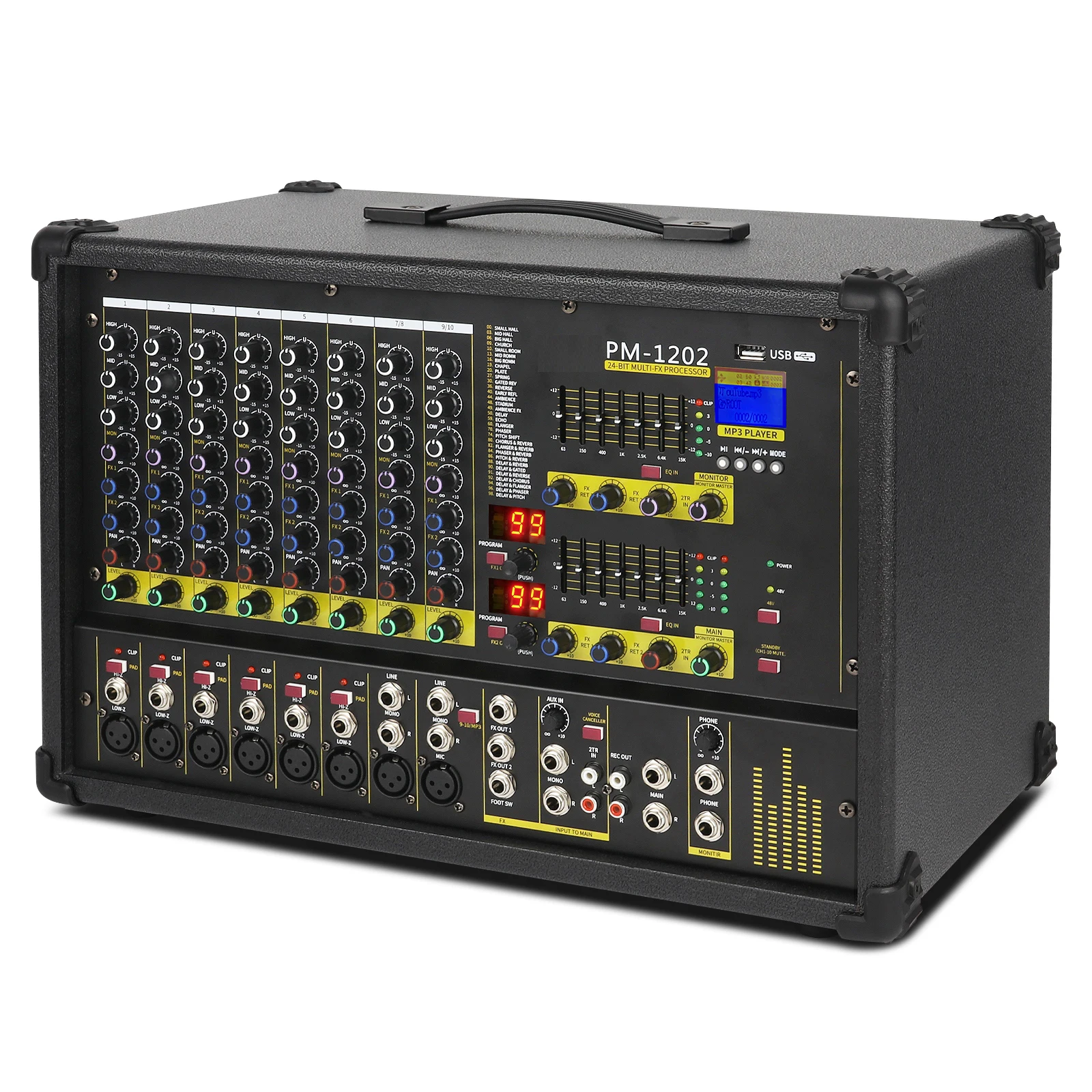 Gpub Pm1202 900watt 10 Channels Powered Audio Mixer Amplifier Amplifier