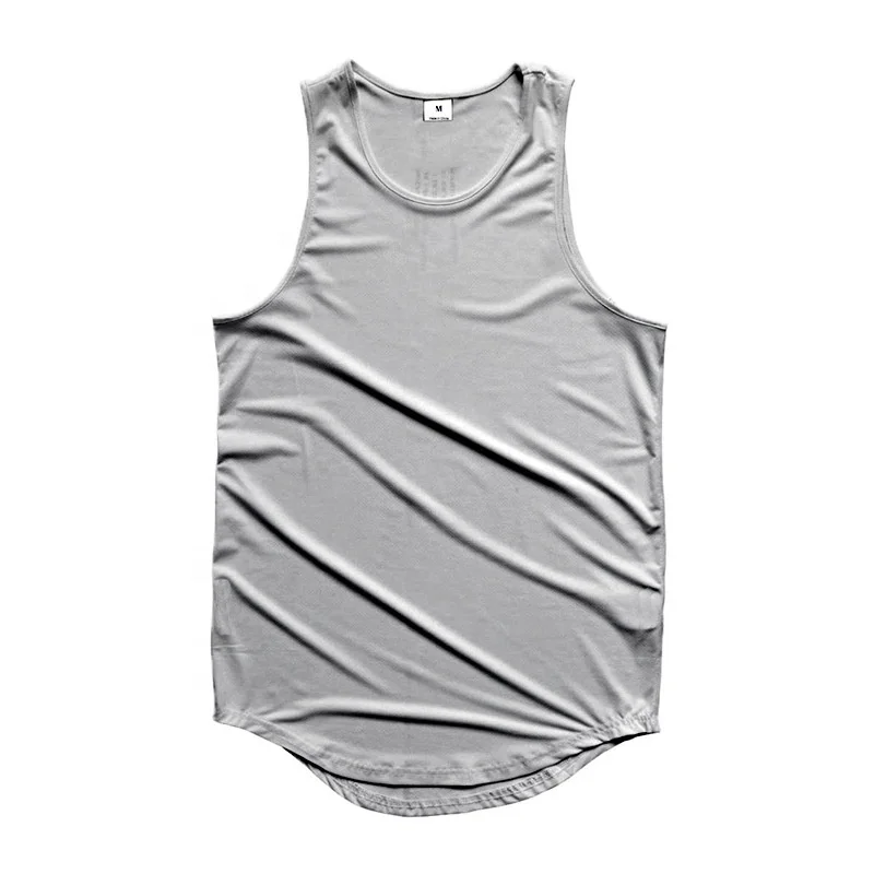JL0331B Men’s Tank Top Curved Hem Plain Print Tank Top Cotton Spandex Sleeveless Men Running Singlet Tank Tops for Men