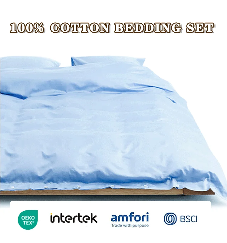 Wholesale Queen King Size Cotton 3pcs 4pcs Bedsheet Bedding Sets Duvet Cover with Button supplier