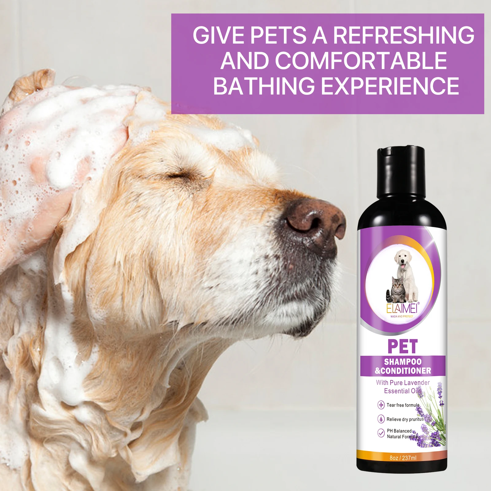 Elaimei Organic Pet Shampoo And Conditioner With Pure Lavender