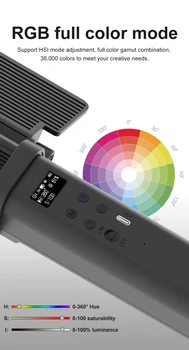 NiceFoto TC-C2 Portable Professional 5200mAh Round Film Fill Photographic RGB Handheld LED Video Tube Light Stick detail image