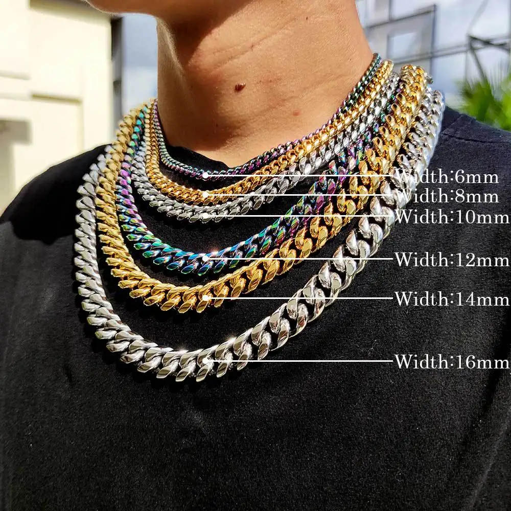 Source Cubin link Jewelry collier collar cubano Gold Miami Iced Out chain  cadenas cubanas de or Men's Hip hop Cuban Link Chain Necklace on  m.