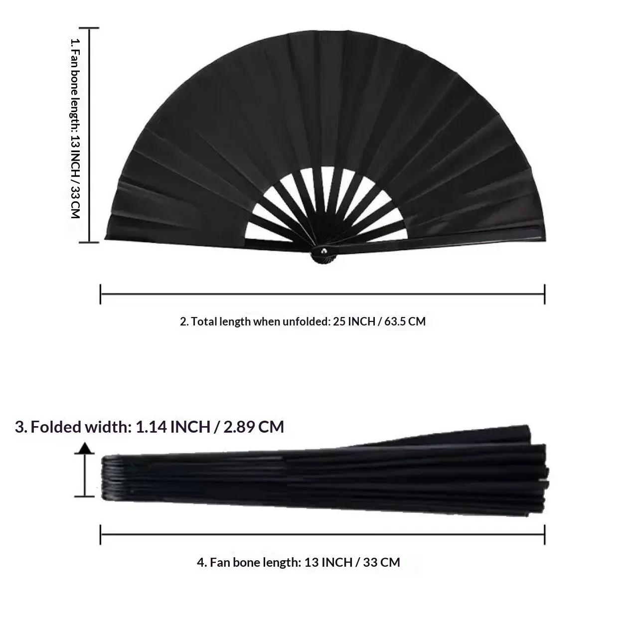 33.3cm Colorful Kung Fu Fan Black Plastic Ribs Tai Chi Martial Arts Performance Fan Cross-Border Fabric Fan for Bestseller preview 2