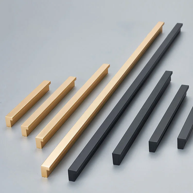 Aluminium Alloy Pulls Furniture Hardware Kitchen Cabinet Cupboard Dresser Wardrobe Drawer Door Gold Black Modern Pull Handles