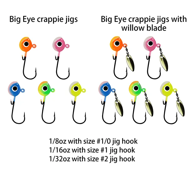 1/8oz 1/16oz 1/32oz Big Eye Jig Heads For Crappie Fishing Jigs Small