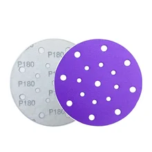 OEM Purple 6 inch 17 holes Sanding Paper Sheet Hook And Loop Aluminium Oxide abrasive disc